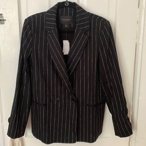 Banana Republic 2023 Linen Blazer, Black Pinstripe